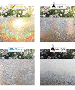 CottonColors Window Privacy Film Decorative Window Clings 3D Window Decals Static Stickers Rainbow Effect No-Adhesive Sliding Door Glass Films UV Blocking for Home, 11.8x78.7 Inch 11.8 by 78.7 In 30 812CFKaD0aL