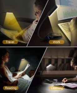 Gritin 9 LED Rechargeable Book Light for Reading in Bed - Eye Caring 3 Color Temperatures,Stepless Dimming Brightness,80 Hrs Runtime Small Lightweight Clip On Book Reading Light for Kids,Studying Black 31 812Cg08epL