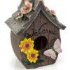 Dawhud Direct Hanging Bird Houses for Outside, Hand-Painted Bird Houses for Outdoors Decorative Birdhouses (Butterfly and Flowers Welcome) Butterfly and Flowers Welcome 22 812DVB6WhtL