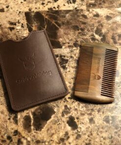 Sandalwood Beard Comb and Case - Pocket Sized Wooden Beard & Mustache Comb with Fine & Coarse Teeth - Perfect for Use with Balms and Oils - Striking Viking (Brown) Brown Case 36 812DmryiM3L