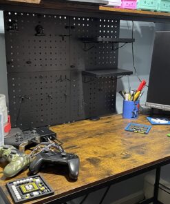 VIVO Steel Clamp-on Desk Pegboard, 24 x 20 inch Privacy Panel, Magnetic Peg Board, Office Accessory Organizer, Above or Below Desk Placement, Black, PP-DK24B 24" 27 812F3rgP5uL