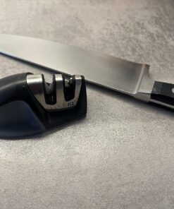 KitchenIQ 50009 Edge Grip 2-Stage Knife Sharpener, Black, Coarse & Fine Sharpeners, Compact for Easy Storage, Stable Non-Slip Base, Soft Grip Rubber Handle, Straight & Serrated Knives 36 812HZnmziGL