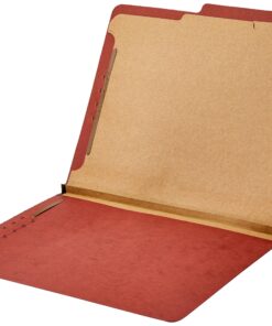 Amazon Basics Letter Size Pressboard Classification File Folder with Fasteners, 2 Dividers, 2-Inch Expansion, Red - Pack of 10 2 Divider 10 812JmuGnpfL