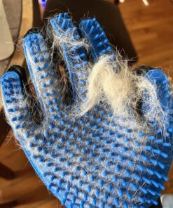 DELOMO Upgrade Pet Grooming Gloves Cat Brushes for Gentle Shedding - Efficient Pets Hair Remover Mittens - Dog Washing Gloves for Long and Short Hair Dogs & Cats & Horses - 1 Pair (Blue) 1A Blue- 1 Pair 39 812Jp8Y0ebL