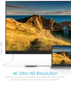 LENTION USB-C Multi-Port Hub with 4K HDMI Output, 100W PD, 4 USB 3.0 5Gbps Compatible 2023-2016 MacBook Pro, New Mac Air & Surface, Chromebook, iPhone 15, More, Stable Driver Adapter (C35, Space Gray) 23 812KmK9QuDL