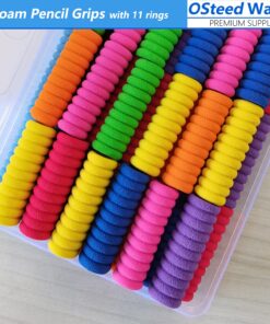 OSteed 50 Pcs Foam Pencil Grips of 11 Rings for Kids and Adults Handwriting, 10 Colors Pencil Holder Grippers for Relieving Fingers, Mechanical Pencil Holder Cushion 10 812LHZhpDIL