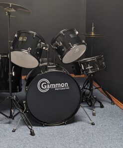 Gammon Percussion Full Size Complete Adult 5 Piece Drum Set with Cymbals Stands Stool and Sticks, Black 26 812LLDFB4xL
