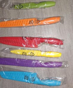 Amazon Basics Color-Coded Kitchen 12-Piece Knife Set, 6 Knives with 6 Blade Guards, Multicolor, 13.88 x 4.13 x 1.38 inch 28 812LQTrvi6L