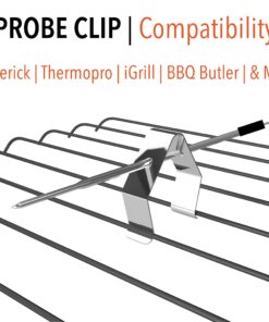 BBQ Butler Meat Thermometer Probe Holder - Temp Probe Clip - Barbecue Clip -Single Hole A-Style Design - Ambient Thermometer Temperature Readings for Smokers/Grills/Ovens - 1 Clip 16 812MkJ51 8L