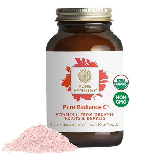 PURE SYNERGY Pure Radiance C | Organic Vitamin C Powder | 100% Natural, Whole Food, Non-GMO Supplement with Camu Camu Extract | For Immune and Collagen Support (4 oz Powder)