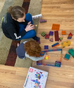 PicassoTiles 180 PCs Magnetic Tile Building Block Deluxe Construction Set with 2 Cars Clear Color Unique Shapes See Through Shape Tiles 3D Playboard Colorful Educational Construction for Kids Ages 3+ 31 812PBkeeLHL