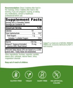 Nature's Way DGL Chewable Tablet - Digestive Support & Relief* - Deglycyrrhizinated Licorice Extract - Gluten, Soy & Dairy Free - 100 Chewables 18 812POkQGSgL