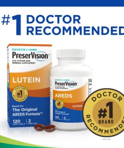 PreserVision AREDS Eye Vitamin & Mineral Supplement, by Bausch + Lomb, 120 Count Bottle (Soft Gels) Areds Lutein 120 Count (Pack of 1) 13 812QGidmZCL