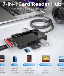 SD Card Reader USB 3.0, WARRKY【2.5FT Nylon Braided, Extra USB 3.0 Ports, 5Gbps】 7 in 1 Memory Card Reader, Micro SD Card Adapter for microSD, SDXC, SDHC, CF, MS, MMC, Micro SDXC/SDHC, UHS-I, More USB-A 22 812QLAqZkUL
