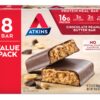 Atkins Chocolate Peanut Butter Protein Meal Bar, High Fiber, 16g Protein, 2g Sugar, 3g Net Carb, Meal Replacement, Keto Friendly, 8 Count