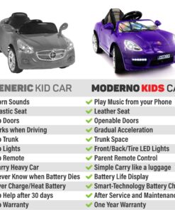 Roadster Ride On Kids Car w/Remote Control for Kids | 12V Power Battery Licensed Kid Car to Drive with 3 Speeds, LED Lights, Dining Table, Leather Seat 23 812Vyj97nCL