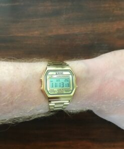 Digital Sports Watch Men's Women Water Resistant Outdoor Stainless Steel Band Electronic Square LED Back Light Wristwatch Gold 1123 33 812WBVvaEuL