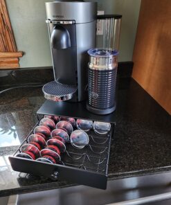 Nifty Vertuoline Rolling Coffee Pod Drawer – Satin Black Finish, 40 Pod Capsule Holder, Compact Under Coffee Pot Storage, Office or Home Kitchen Counter Organizer Satin Black Finish | 40 Pod Capsule Holder 40 812YrRJwM6L