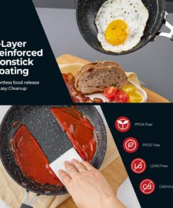 Induction Cookware Set, Pots and Pans Set 10-Piece, AMEGAT Nonstick Pan Set with Lids, Stay-Cool Silicone Handles, Frying Pans, Saucepans & Pot, for All Stoves 12 812ap2OcgDL