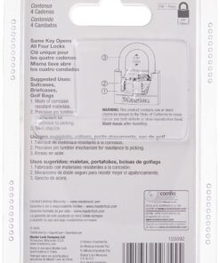Master Lock Padlock, Solid Brass Lock, 3/4 in. Wide, 120Q (Pack of 4-Keyed Alike) 4 Pack 25 812b e4uaL