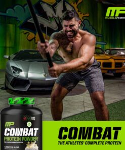 MusclePharm Combat Protein Powder, Banana Cream - 4 lb - Gluten Free - 52 Servings 4 Pound (Pack of 1) 15 812d66GqDnL