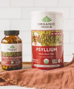 Organic India Psyllium Herbal Powder - Whole Husk Fiber, Healthy Elimination, Keto Friendly, Vegan, Gluten-Free, USDA Certified Organic, Non-GMO, Soluble & Insoluble Fiber Source - 12 Oz Canister (Pack of 1) 26 812epekxs3L