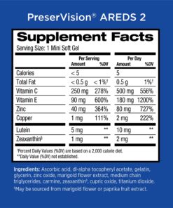 PreserVision AREDS 2 Eye Vitamin & Mineral Supplement, Contains Lutein, Vitamin C, Zeaxanthin, Zinc & Vitamin E, 120 Softgels (Packaging May Vary) 29 812gcoLK1qL