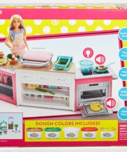 Barbie Kitchen Playset with Doll, Lights & Sounds, Food Molds, 5 Dough Colors and 20+ Accessories Standard 22 812gkIkf4qL
