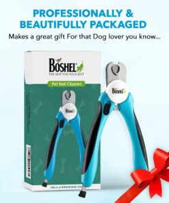 Boshel Dog Nail Clippers and Trimmer with Safety Guard to Avoid Over-Cutting Nails & Free Nail File - Razor Sharp Blades - Sturdy Non Slip Handles - for Safe, Professional at Home Grooming Large/Medium 31 812gqfN8trL