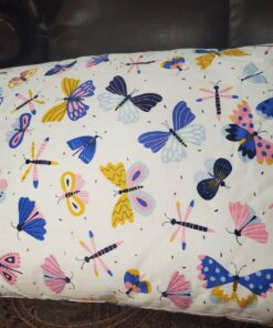 Dreamtown Kids Toddler Pillow & Pillowcase, Hypoallergenic, Plush, Made in USA, Ideal for Crib, Bed & Travel. Soft & Breathable for Safe, Cozy Sleep. Perfect for Boys and Girls - Ages 2+, Butterfly Butterfly’s 21 812hCabGAL 1
