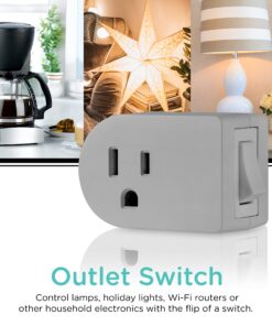 UltraPro Grounded Power Switch, Outlet Extender, 3-Prong, Easy to Install, for Indoor Lights and Small Appliances, Energy Efficient Adapter, Space Saving Design, UL Listed, Gray, 45203 9 812ix4tOwLL 1