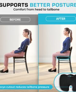 Xtreme Comforts Seat Cushion, Office Chair Cushions - Pack of 1 Padded Foam Cushion w/Handle for Desk, Wheelchair & Car Use - Back Support Pillow for Chair - Travel Bag Included Coccyx Coccyx Black 27 812jrPuZfYL