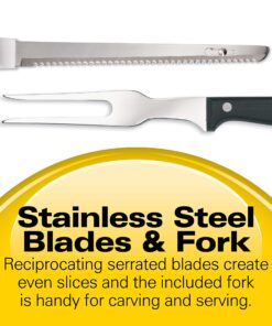 Hamilton Beach Electric Knife Set for Carving Meats, Poultry, Bread, Crafting Foam & More, Reciprocating Serrated Stainless Steel Blades, Ergonomic Design Storage Case + Fork Included, 5 Foot Cord Carve 'n Set Electric Knife 25 812kHra6VtL