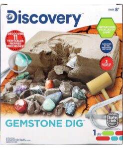 Discovery Kids Gemstone Dig Stem Science Kit by Horizon Group Usa, Excavate, Dig & Reveal 11 Real Gemstones, Includes Goggles, Excavation Tools, Streak Plate, Magnifying Glass & More 30 812mX2EZwTL