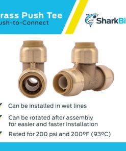SharkBite 1/2 Inch Tee, Push to Connect Brass Plumbing Fitting, PEX Pipe, Copper, CPVC, PE-RT, HDPE, U362LFA 1/2 in. 1/2 in. 9 812mZHOug7L