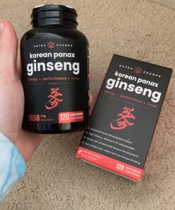 NutraChamps Korean Red Panax Ginseng Capsules | Extra Strength Ginsenosides for Energy, Focus, Performance, Vitality & Immune Support | Korean Red Ginseng Root Extract Powder Supplement | Vegan Pills 28 812nASoRnL