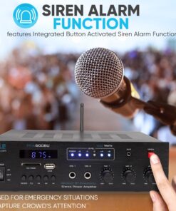 PYLE Wireless Bluetooth Karaoke Amplifier Home Car Bus Tours 300 Watts 2 Channel Digital Home Audio PA Receiver System 2 Microphone Input Control, FM Radio, USB,12 Volt Power Option Pyle PFA600BU 22 812o26kKkL