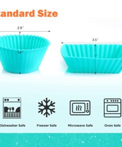 IPOW 24 Pack Silicone Cupcake Baking Cups Reusable Food-Grade BPA Free Non-Stick Muffin Liners Molds Sets, 2 Shapes Round Rectangle 26 812oPDuPA1S