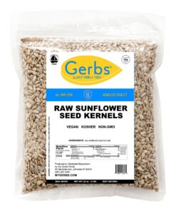 GERBS Raw Sunflower Seed Kernels No Shell 2 lbs., Hulled, Top 14 Allergy Free Foods, Healthy Superfood Snack, Non GMO, No Oils, No Preservatives, Resealable Bag, Gluten & Peanut Free, Vegan, Keto, Kosher 2 Pound (Pack of 1) 25 812p8sn2ZXL 1