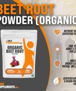 BULKSUPPLEMENTS.COM Organic Beet Root Powder - Beet Juice Organic, Beet Powder Organic, Beetroot Supplement - Vegan & Gluten Free, 3500mg of Organic Beet Powder per Serving, 1kg (2.2 lbs) 2.2 Pound (Pack of 1) 21 812pgetV9TL