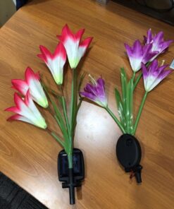 TONULAX Solar Garden Lights Outdoor - New Upgraded, Multi-Color Changing Lily Solar Lights for Patio,Yard Decoration, Bigger Flower and Wider Solar Panel (2 Pack,Purple and Red) 2 Pack 46 812qbbg tyL