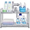 STORAGE MANIAC Under Sink 2 Tier Expandable (Width & Height) Shelf Organizer, Under Sink Organizer and Storage with 10 Removable Steel Panels for Kitchen, Bathroom - from 18.5 to 30 Inches, Silver 56 812qrRveQ7L