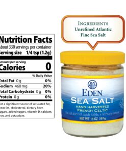 Eden Sea Salt, Hand Harvested French Celtic, Stone Ground (Fine), Trace Minerals, Unrefined, Glass Jar, 14 oz 1 10 812rlExoZhL