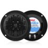 Pyle 4 Inch Dual Marine Speakers - Waterproof and Weather Resistant Outdoor Audio Stereo Sound System with Polypropylene Cone, Cloth Surround and Low Profile Design - 1 Pair - PLMR41B (Black) Black Standard Packaging