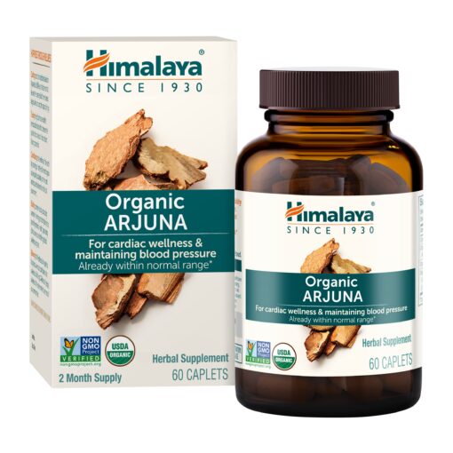 Himalaya Organic Arjuna Herbal Supplement, Cardiovascular Support, Blood Pressure Maintenance, Heart Health, USDA Certified Organic, Non-GMO, Vegan, 700 mg, 60 Plant-Based Caplets, 60 Day Supply 1