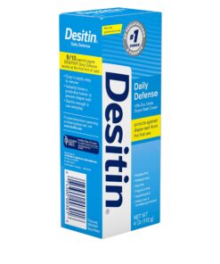 Desitin Daily Defense Baby Diaper Rash Cream with Zinc Oxide to Treat, Relieve & Prevent diaper rash, Hypoallergenic, Dye-, Phthalate- & Paraben-Free, 4 oz 4 Ounce (Pack of 1) 31 812tJOqrBsL