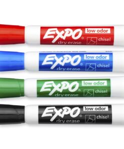 Alternative view of EXPO Low-Odor Dry Erase Markers, Chisel Tip, Assorted Colors, 4-Count