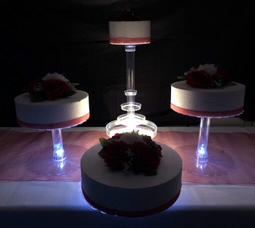 Multi Tier Wedding Cake Stand with LED Lights and Optional Water Fountain (4 Tier Stand, Without Fountain) 4 Tier Stand