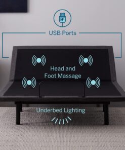 Lucid L600 Adjustable Bed Base Frame - Queen Size - Zero Gravity - Bluetooth - Companion App - Head and Foot Incline - Interactive Dual Massage - Under Bed Lighting - Wireless Remote - Dual USB Ports Adjustable Base Only 17 812umGiTUeL