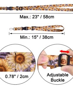 Wisdompro Adjustable Lanyard, Heavy Duty Neck Strap Lanyard with Detachable Buckle and Metal Hook for Keys, ID Badges, Card Holder, Name Tags - Sunflower Neck Lanyard 12 812vEAYnuQL